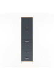 Hyperion Dolap 3 Raflı 4 Çekmeceli 2 Kapaklı 60x44x243 Çam-Antrasit