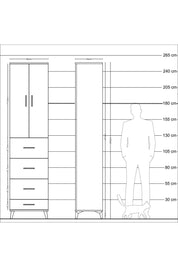 Hyperion Dolap 3 Raflı 4 Çekmeceli 2 Kapaklı 60x44x243 Aytaşı-Aytaşı