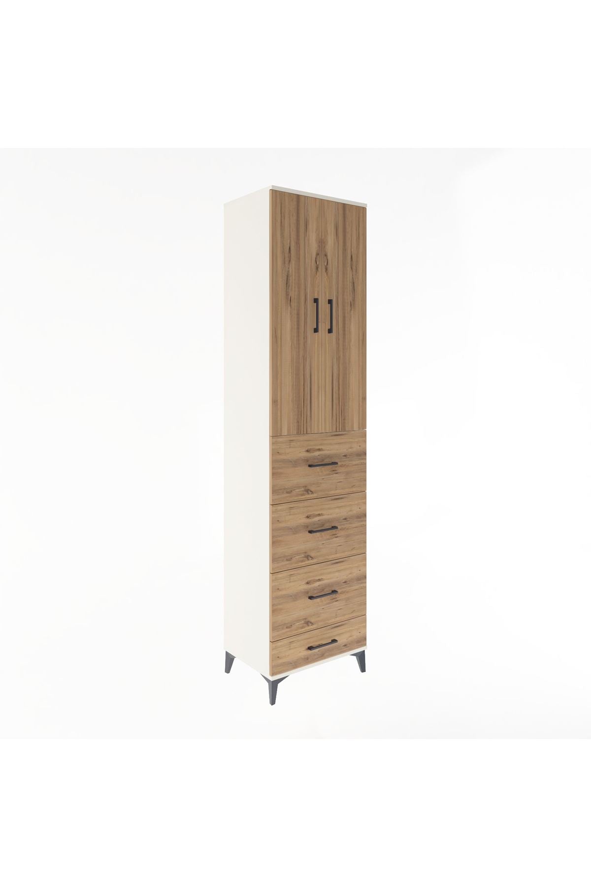 Hyperion Dolap 3 Raflı 4 Çekmeceli 2 Kapaklı 60x44x243 - S65M075V3B