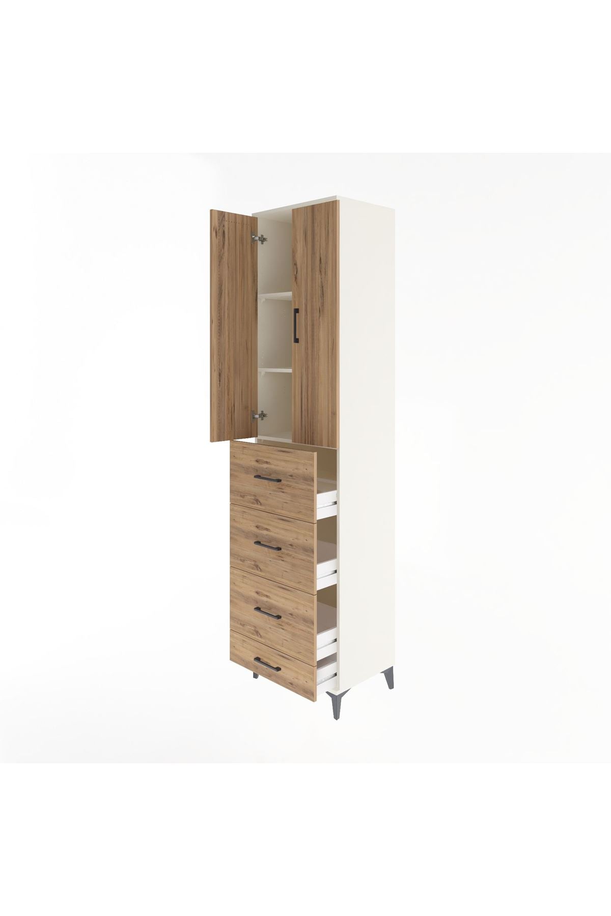Hyperion Dolap 3 Raflı 4 Çekmeceli 2 Kapaklı 60x44x243 - S65M075V3B