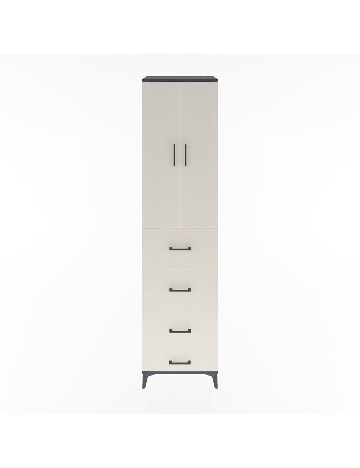 Hyperion Dolap 3 Raflı 4 Çekmeceli 2 Kapaklı 60x44x243 Antrasit-Aytaşı