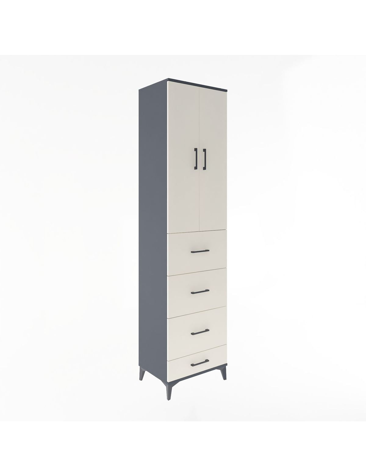 Hyperion Dolap 3 Raflı 4 Çekmeceli 2 Kapaklı 60x44x243 Antrasit-Aytaşı