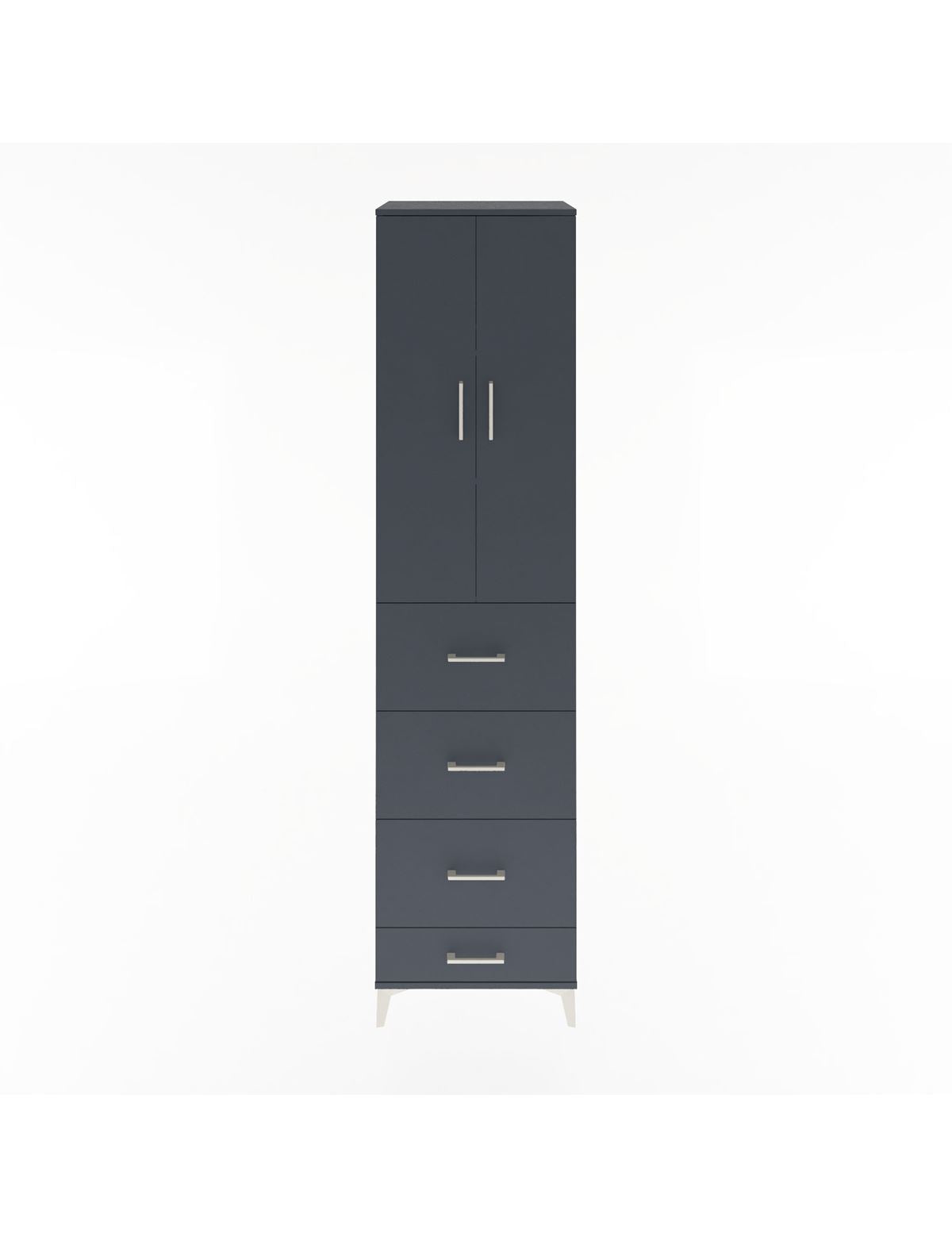 Hyperion Dolap 3 Raflı 4 Çekmeceli 2 Kapaklı 60x44x243 Antrasit-Antrasit