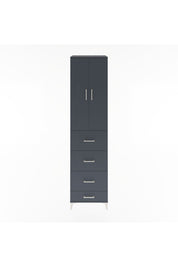 Hyperion Dolap 3 Raflı 4 Çekmeceli 2 Kapaklı 60x44x243 Antrasit-Antrasit