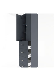Hyperion Dolap 3 Raflı 4 Çekmeceli 2 Kapaklı 60x44x243 Antrasit-Antrasit