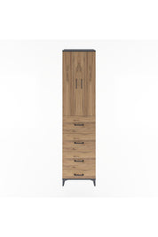 Hyperion Dolap 3 Raflı 4 Çekmeceli 2 Kapaklı 60x44x243 Antrasit-Çam