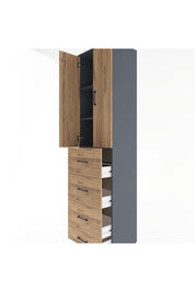 Hyperion Dolap 3 Raflı 4 Çekmeceli 2 Kapaklı 60x44x243 Antrasit-Çam