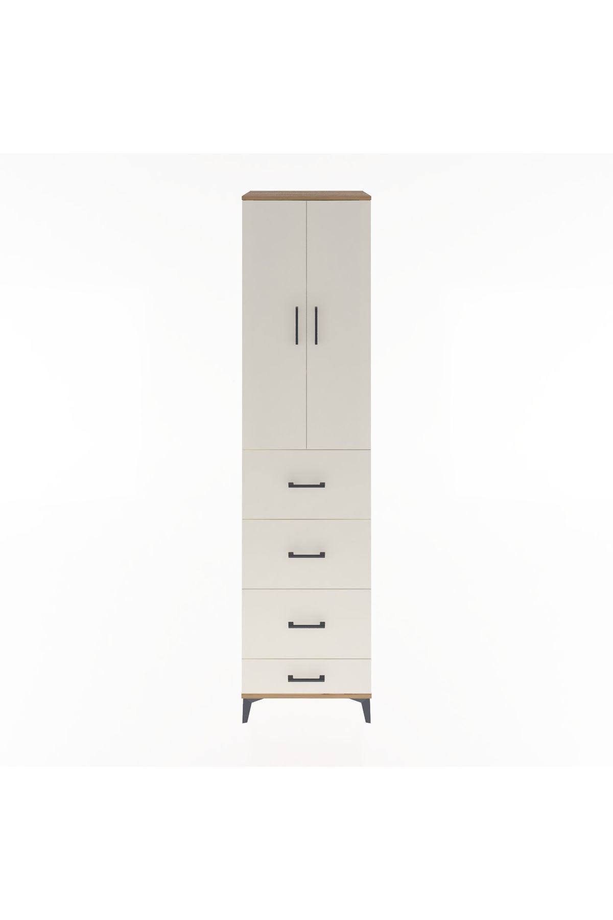 Hyperion Dolap 3 Raflı 4 Çekmeceli 2 Kapaklı 60x44x243 Çam-Aytaşı