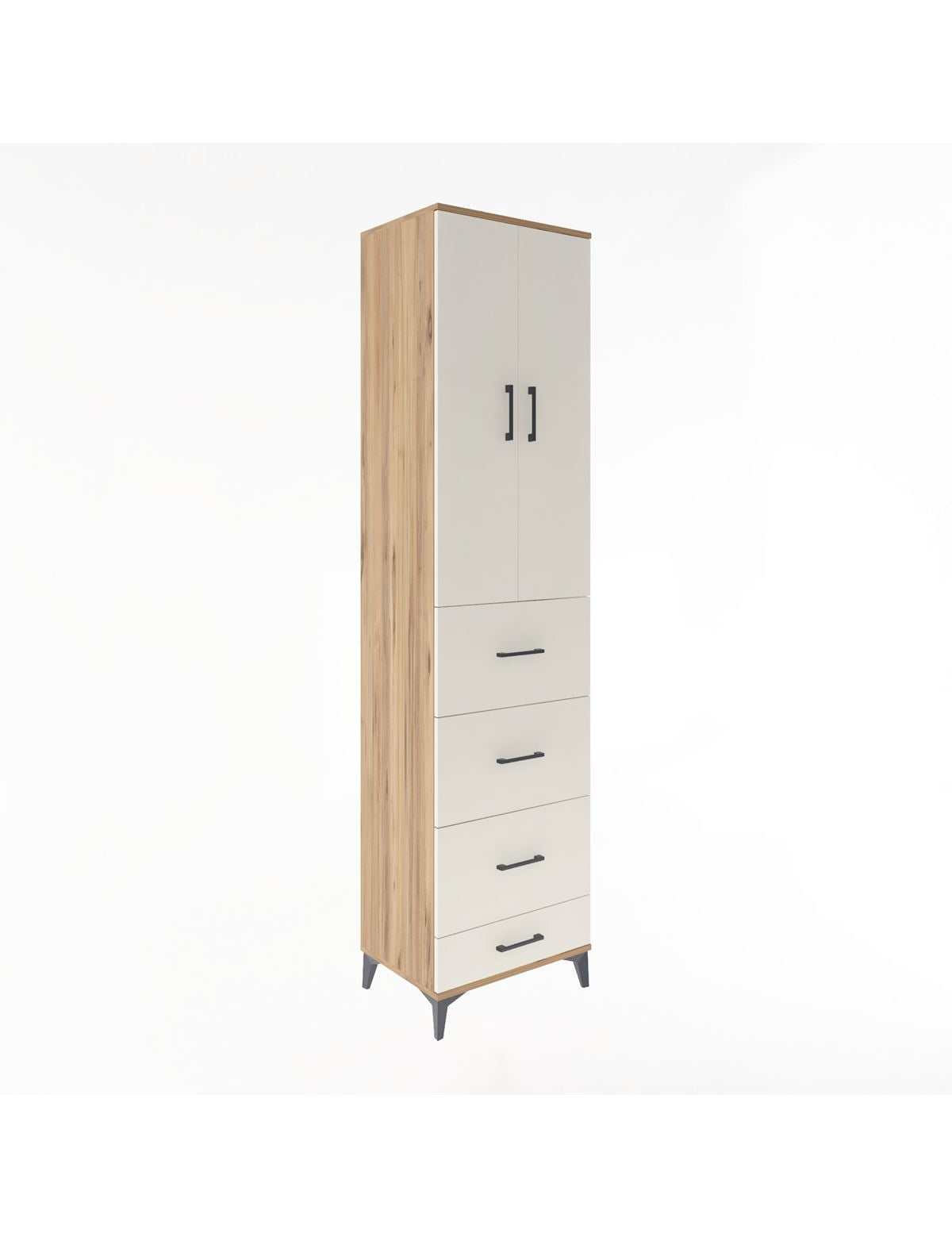 Hyperion Dolap 3 Raflı 4 Çekmeceli 2 Kapaklı 60x44x243 Çam-Aytaşı