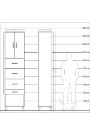 Hyperion Dolap 2 Raflı 4 Çekmeceli 2 Kapaklı 60x44x243 Aytaşı-Aytaşı