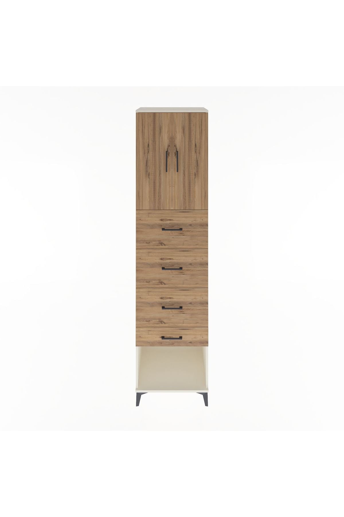 Hyperion Dolap 2 Raflı 4 Çekmeceli 2 Kapaklı 60x44x243 Aytaşı-Çam