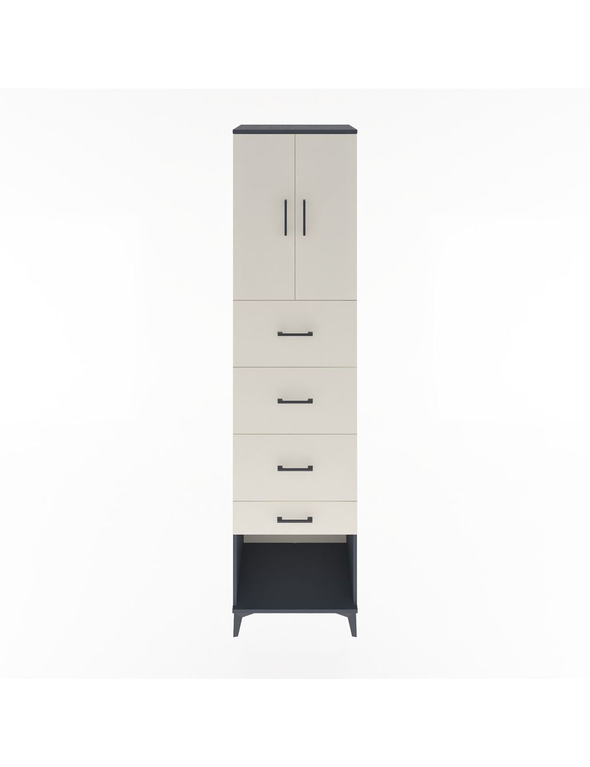 Hyperion Dolap 2 Raflı 4 Çekmeceli 2 Kapaklı 60x44x243 Antrasit-Aytaşı