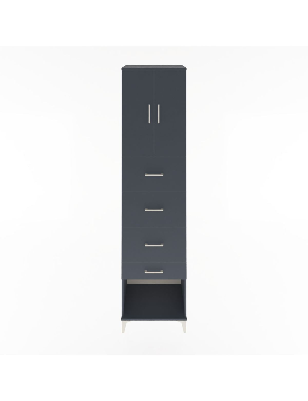 Hyperion Dolap 2 Raflı 4 Çekmeceli 2 Kapaklı 60x44x243 Antrasit-Antrasit