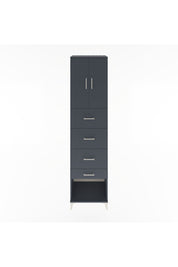Hyperion Dolap 2 Raflı 4 Çekmeceli 2 Kapaklı 60x44x243 Antrasit-Antrasit