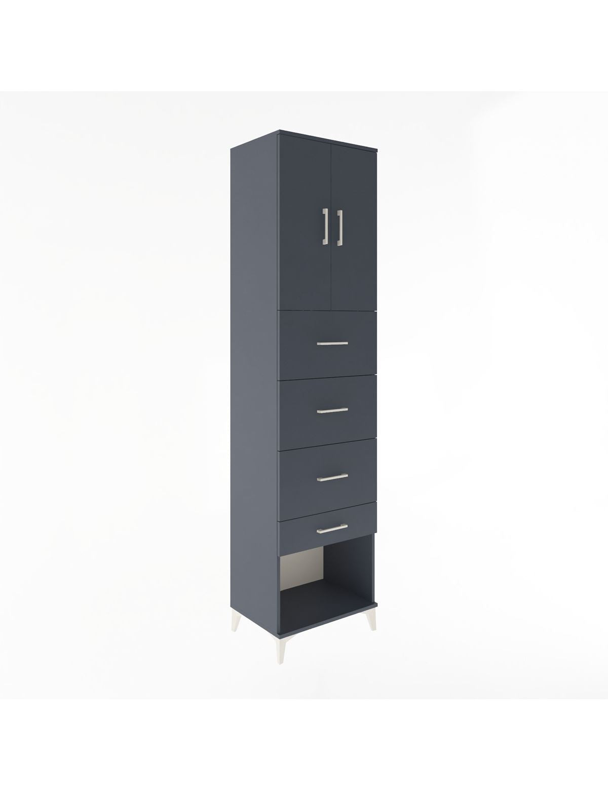 Hyperion Dolap 2 Raflı 4 Çekmeceli 2 Kapaklı 60x44x243 Antrasit-Antrasit