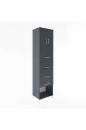 Hyperion Dolap 2 Raflı 4 Çekmeceli 2 Kapaklı 60x44x243 Antrasit-Antrasit