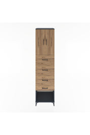 Hyperion Dolap 2 Raflı 4 Çekmeceli 2 Kapaklı 60x44x243 Antrasit-Çam