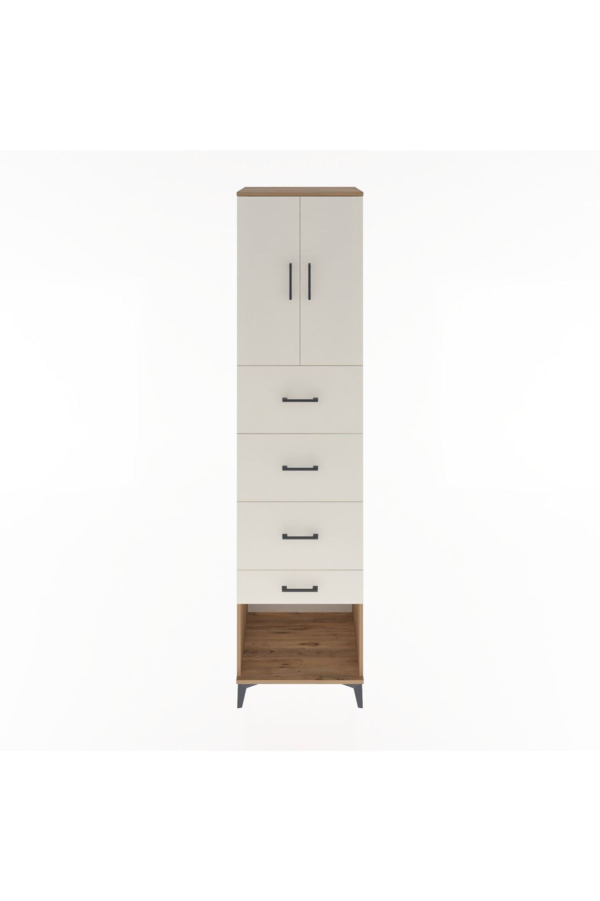 Hyperion Dolap 2 Raflı 4 Çekmeceli 2 Kapaklı 60x44x243 Çam-Aytaşı