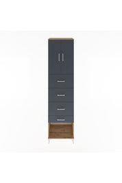 Hyperion Dolap 2 Raflı 4 Çekmeceli 2 Kapaklı 60x44x243 Çam-Antrasit