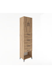 Hyperion Dolap 2 Raflı 4 Çekmeceli 2 Kapaklı 60x44x243 Çam-Çam