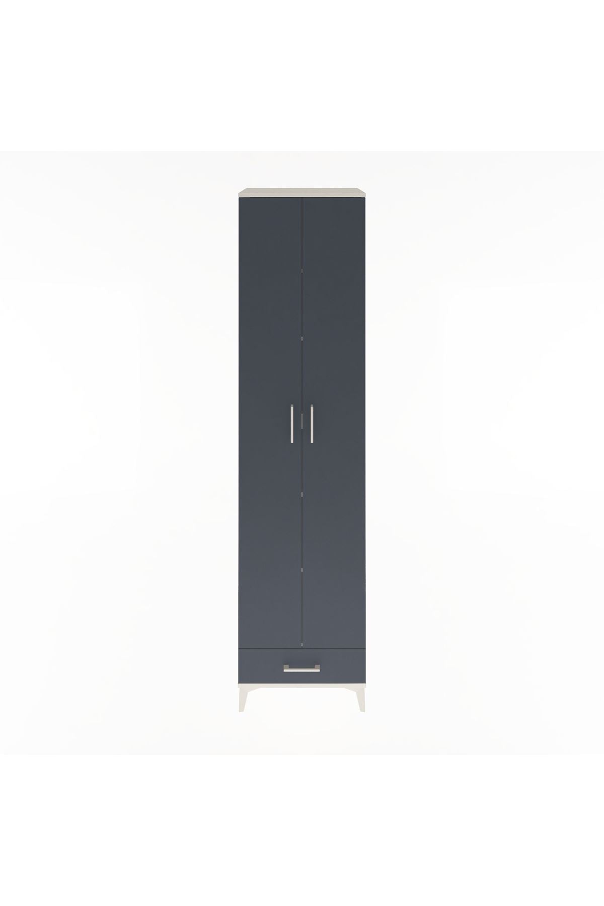 Hyperion Dolap 6 Raflı Tek Çekmeceli 2 Kapaklı 60x44x243 Aytaşı-Antrasit