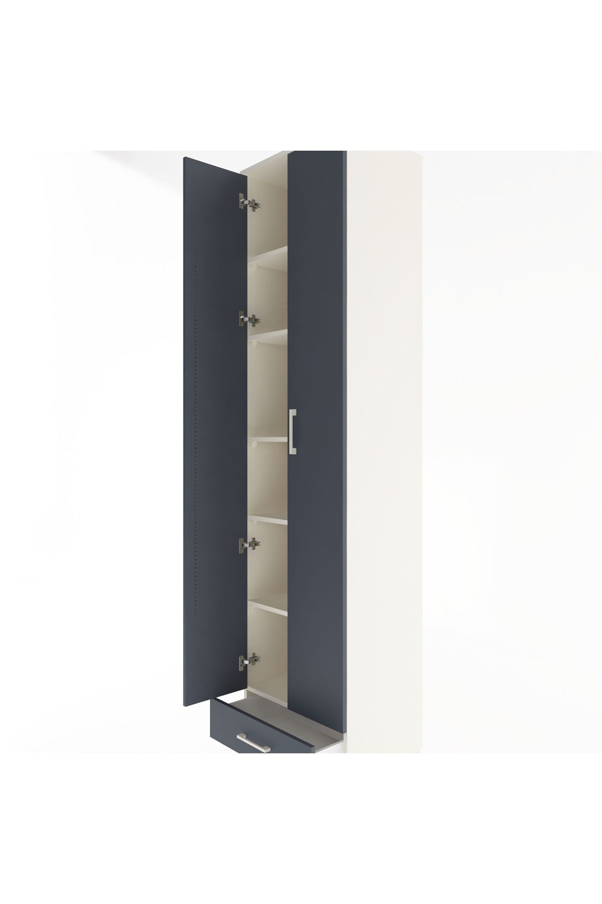 Hyperion Dolap 6 Raflı Tek Çekmeceli 2 Kapaklı 60x44x243 Aytaşı-Antrasit