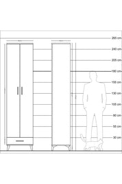 Hyperion Dolap 6 Raflı Tek Çekmeceli 2 Kapaklı 60x44x243 Aytaşı-Çam