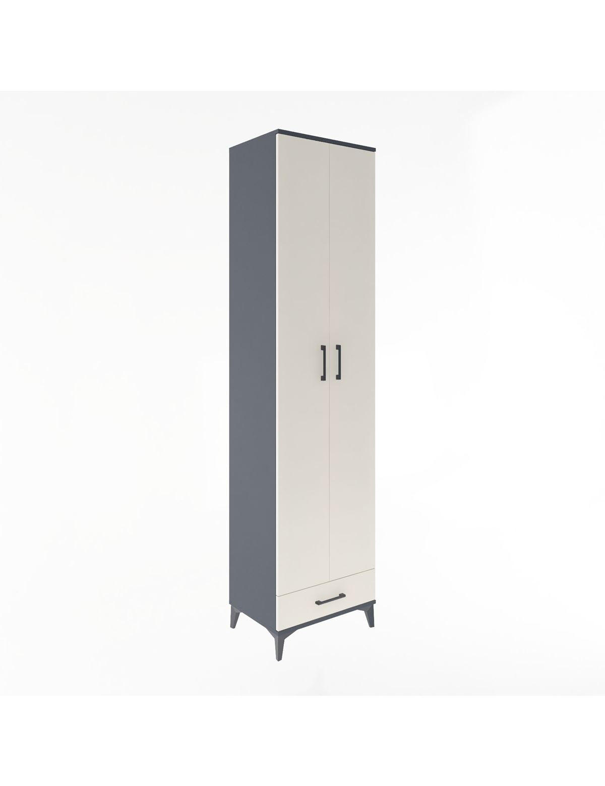 Hyperion Dolap 6 Raflı Tek Çekmeceli 2 Kapaklı 60x44x243 Antrasit-Aytaşı