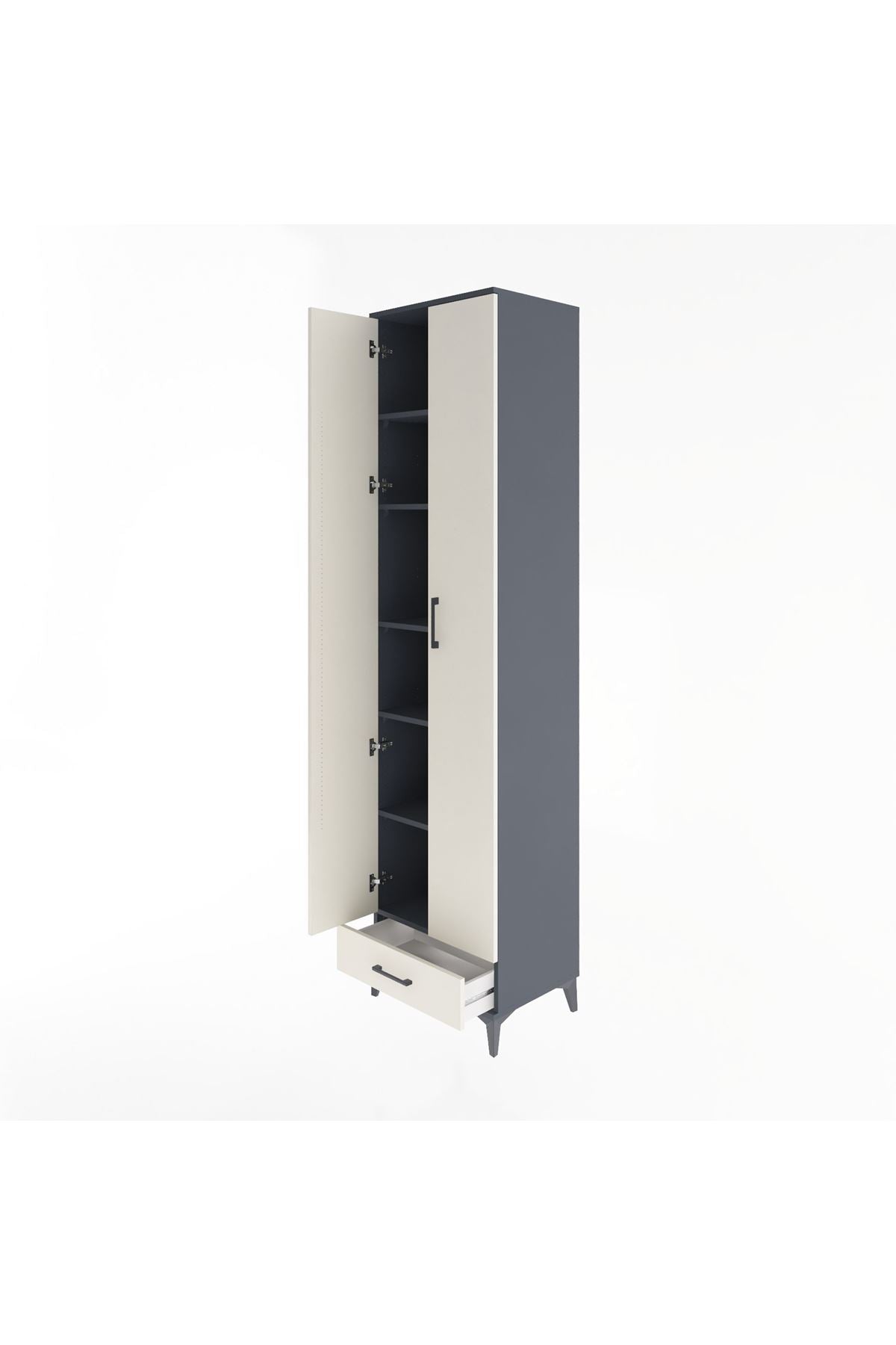 Hyperion Dolap 6 Raflı Tek Çekmeceli 2 Kapaklı 60x44x243 Antrasit-Aytaşı