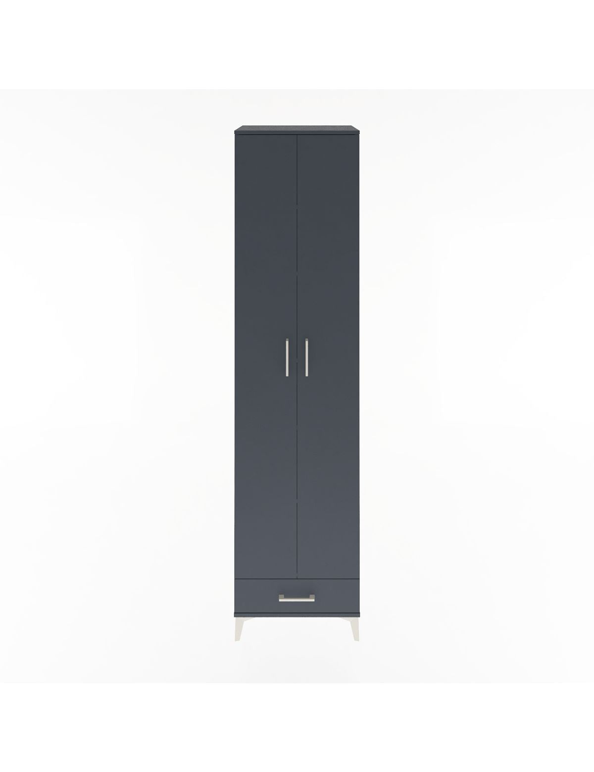 Hyperion Dolap 6 Raflı Tek Çekmeceli 2 Kapaklı 60x44x243 Antrasit-Antrasit