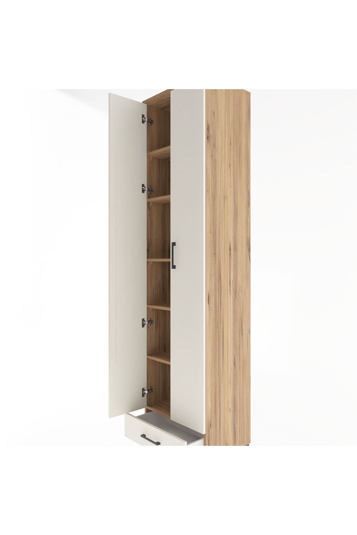 Hyperion Dolap 6 Raflı Tek Çekmeceli 2 Kapaklı 60x44x243 Çam-Aytaşı