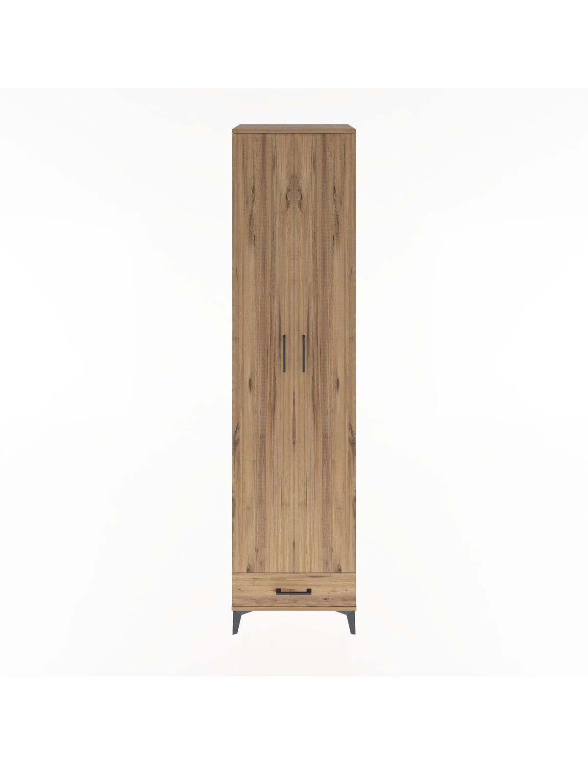 Hyperion Dolap 6 Raflı Tek Çekmeceli 2 Kapaklı 60x44x243 Çam-Çam