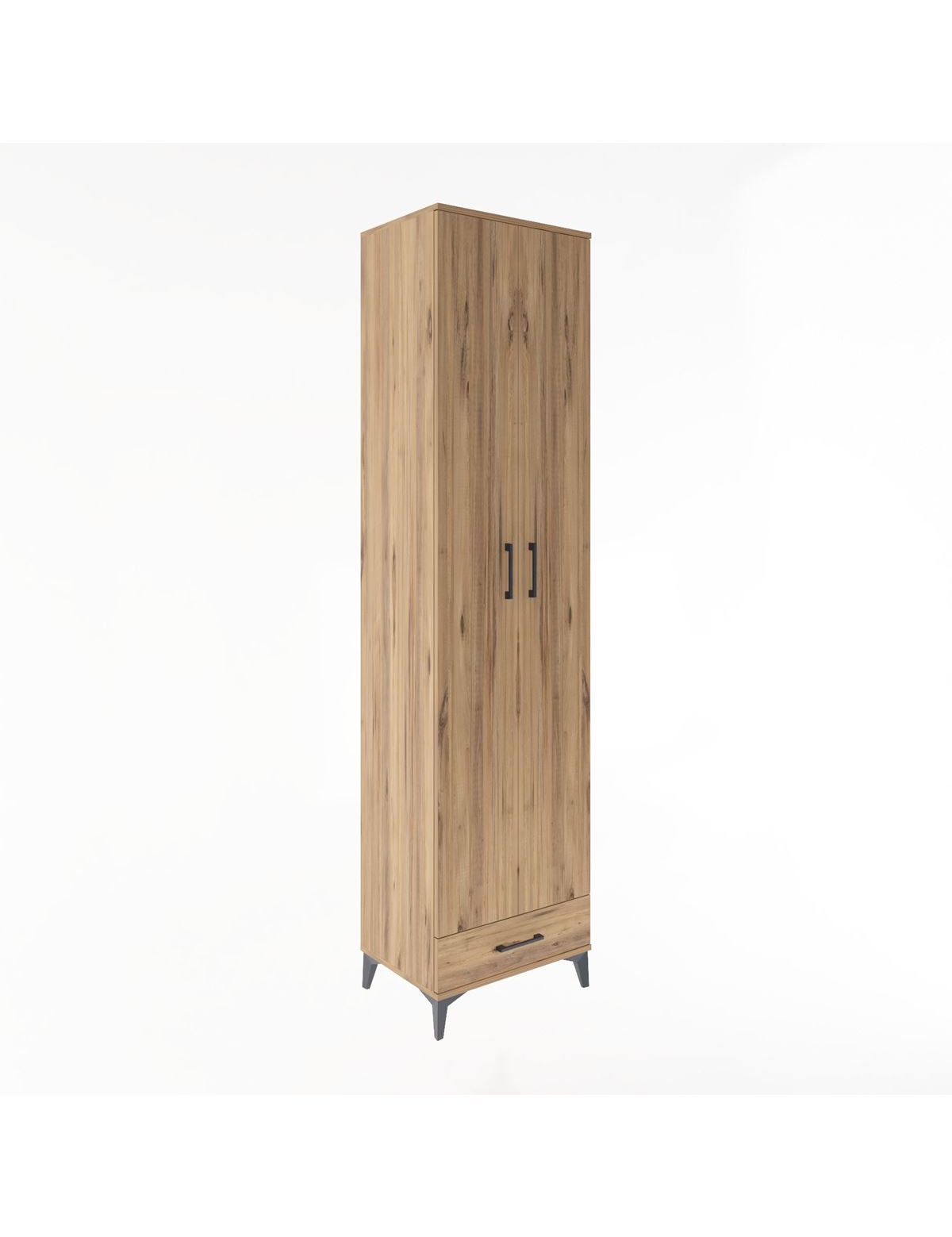 Hyperion Dolap 6 Raflı Tek Çekmeceli 2 Kapaklı 60x44x243 Çam-Çam