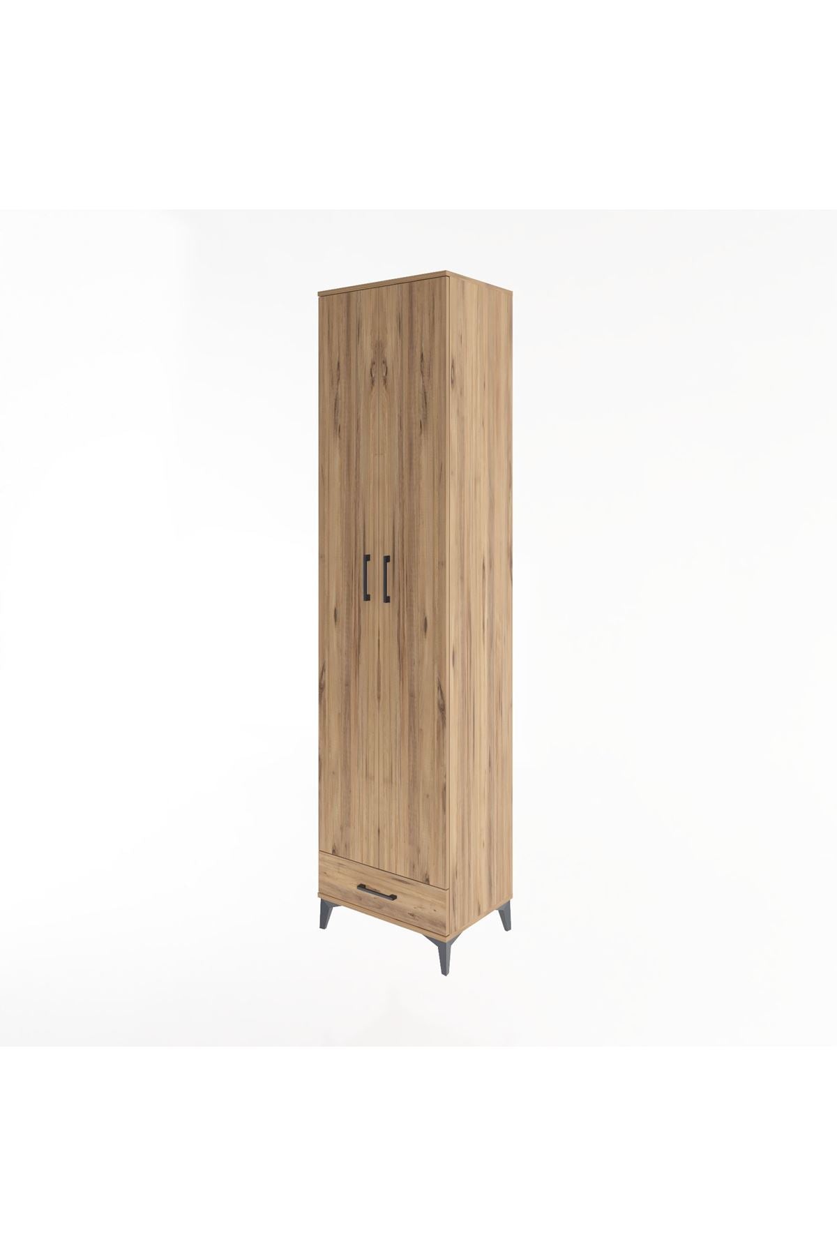 Hyperion Dolap 6 Raflı Tek Çekmeceli 2 Kapaklı 60x44x243 Çam-Çam