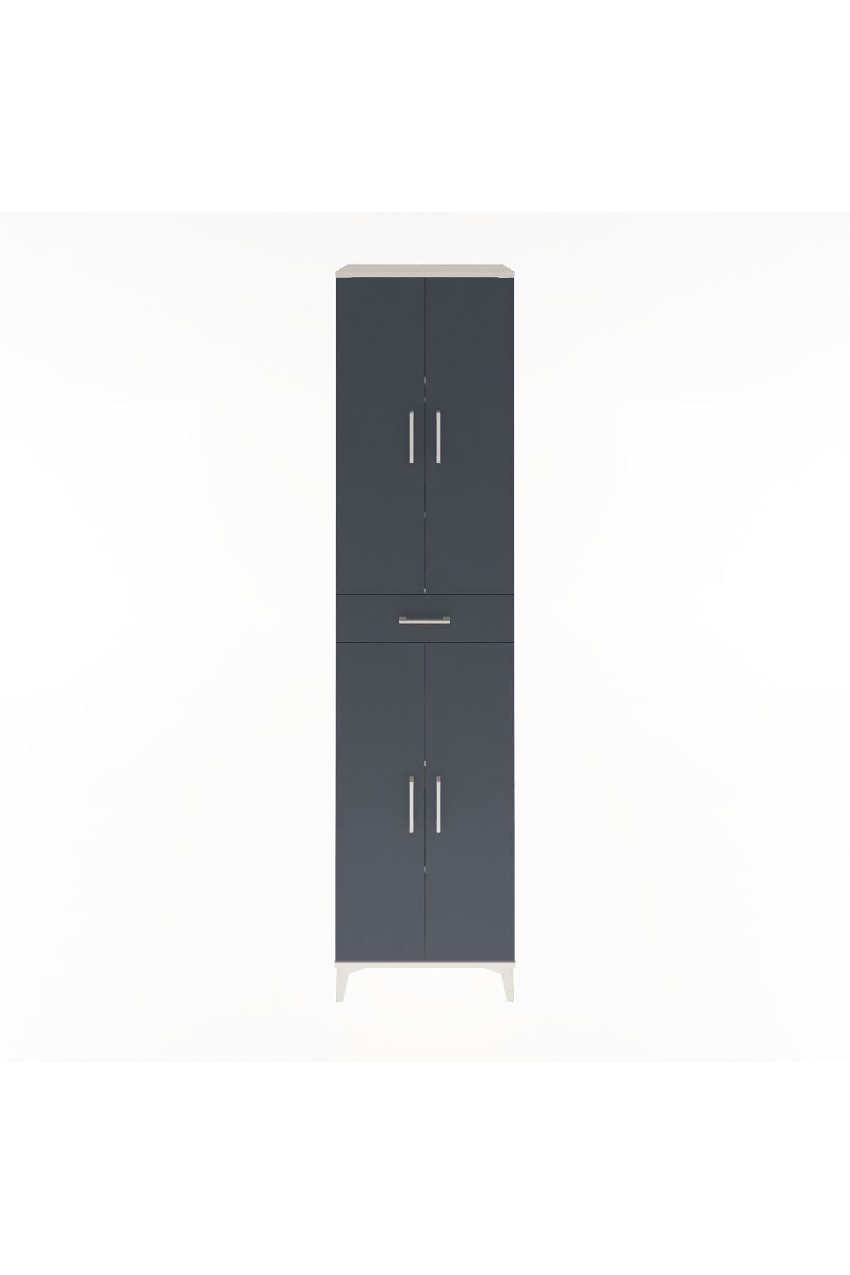 Hyperion Dolap 5 Raflı Tek Çekmeceli 4 Kapaklı 60x44x243 Aytaşı-Antrasit