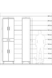 Hyperion Dolap 5 Raflı Tek Çekmeceli 4 Kapaklı 60x44x243 Aytaşı-Aytaşı
