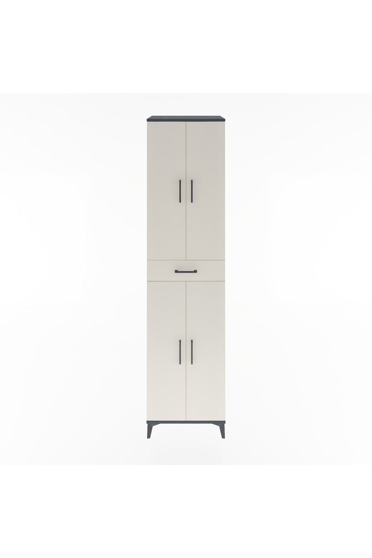 Hyperion Dolap 5 Raflı Tek Çekmeceli 4 Kapaklı 60x44x243 Antrasit-Aytaşı
