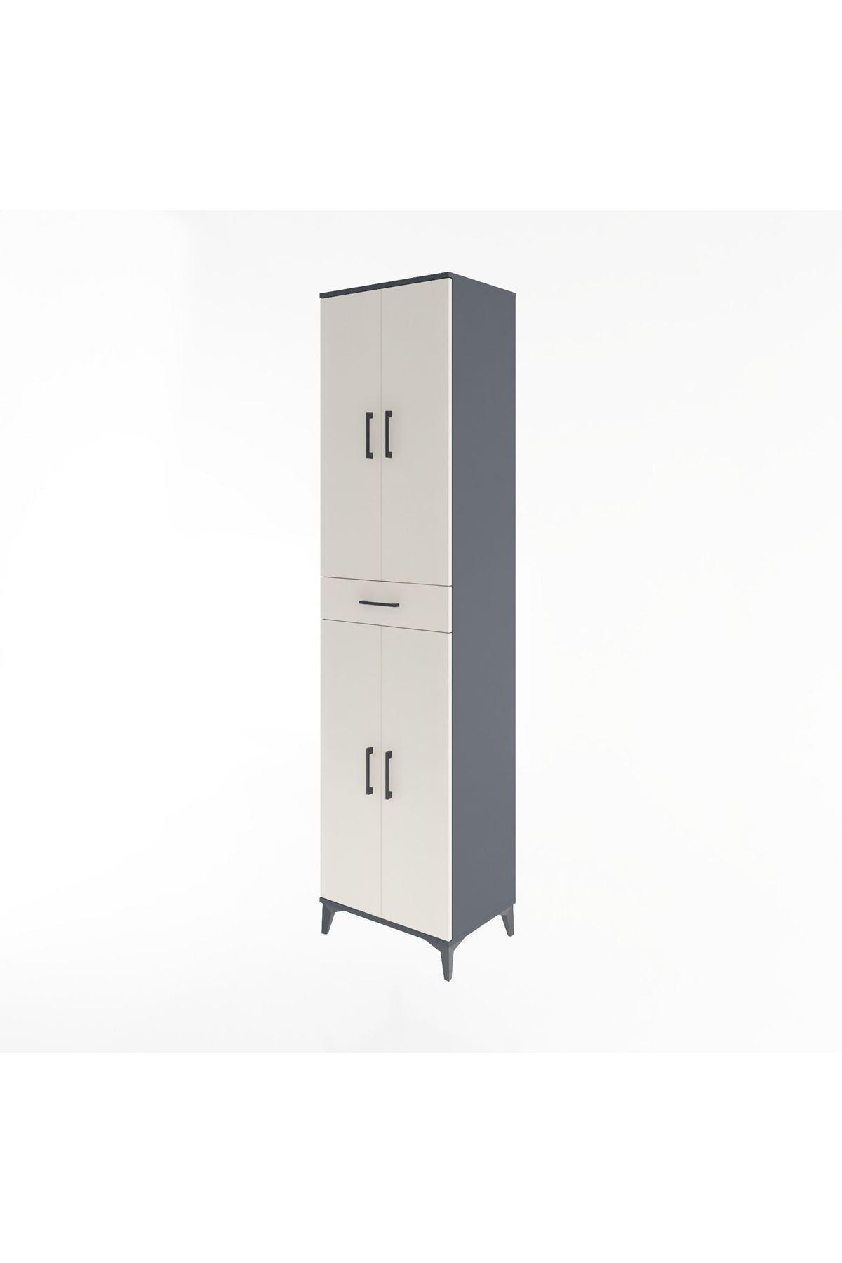 Hyperion Dolap 5 Raflı Tek Çekmeceli 4 Kapaklı 60x44x243 Antrasit-Aytaşı