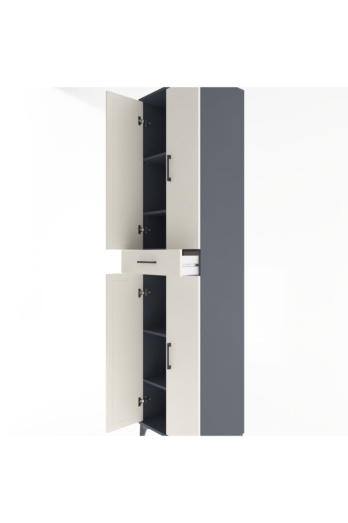 Hyperion Dolap 5 Raflı Tek Çekmeceli 4 Kapaklı 60x44x243 Antrasit-Aytaşı