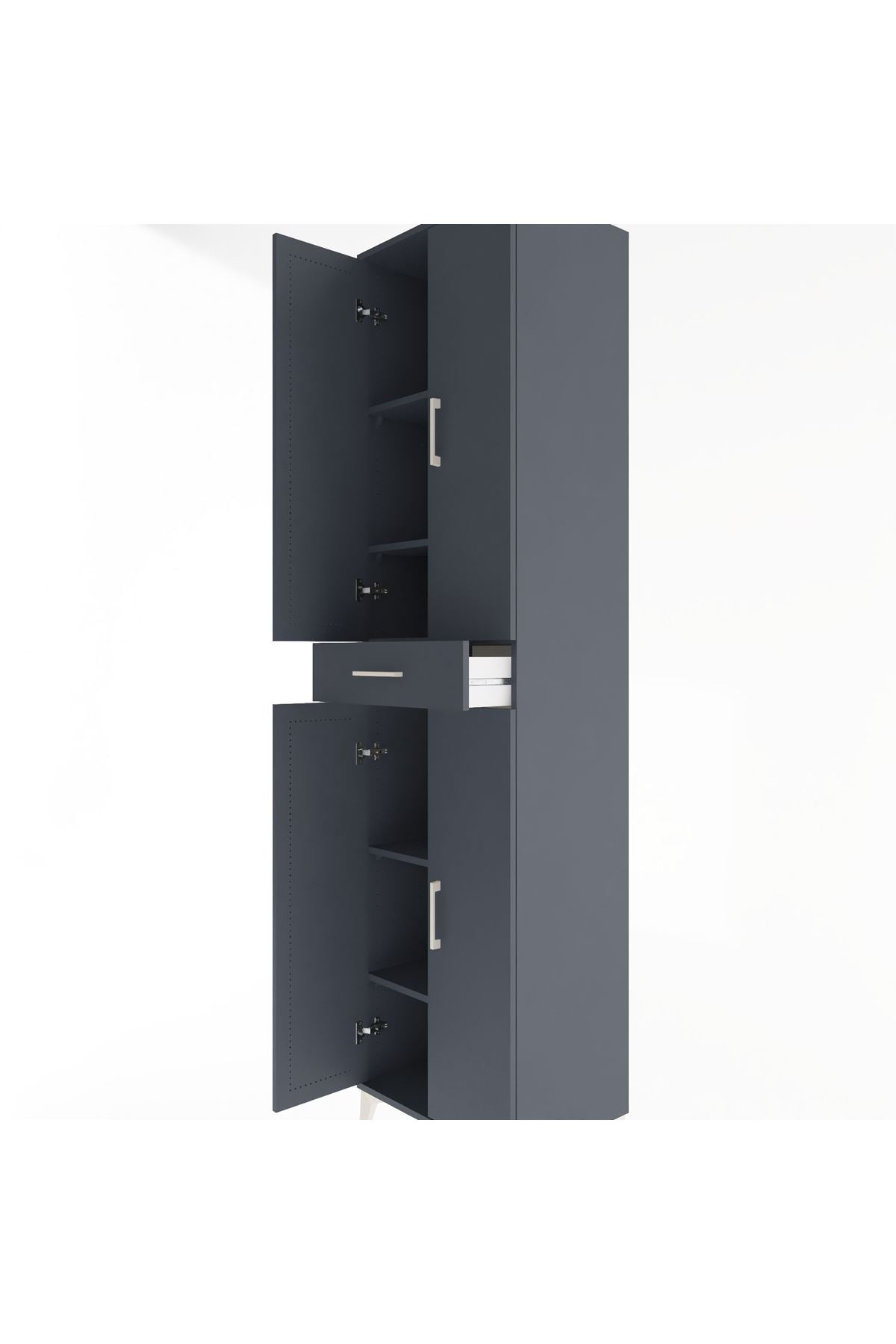 Hyperion Dolap 5 Raflı Tek Çekmeceli 4 Kapaklı 60x44x243 Antrasit-Antrasit