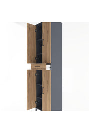Hyperion Dolap 5 Raflı Tek Çekmeceli 4 Kapaklı 60x44x243 Antrasit-Çam