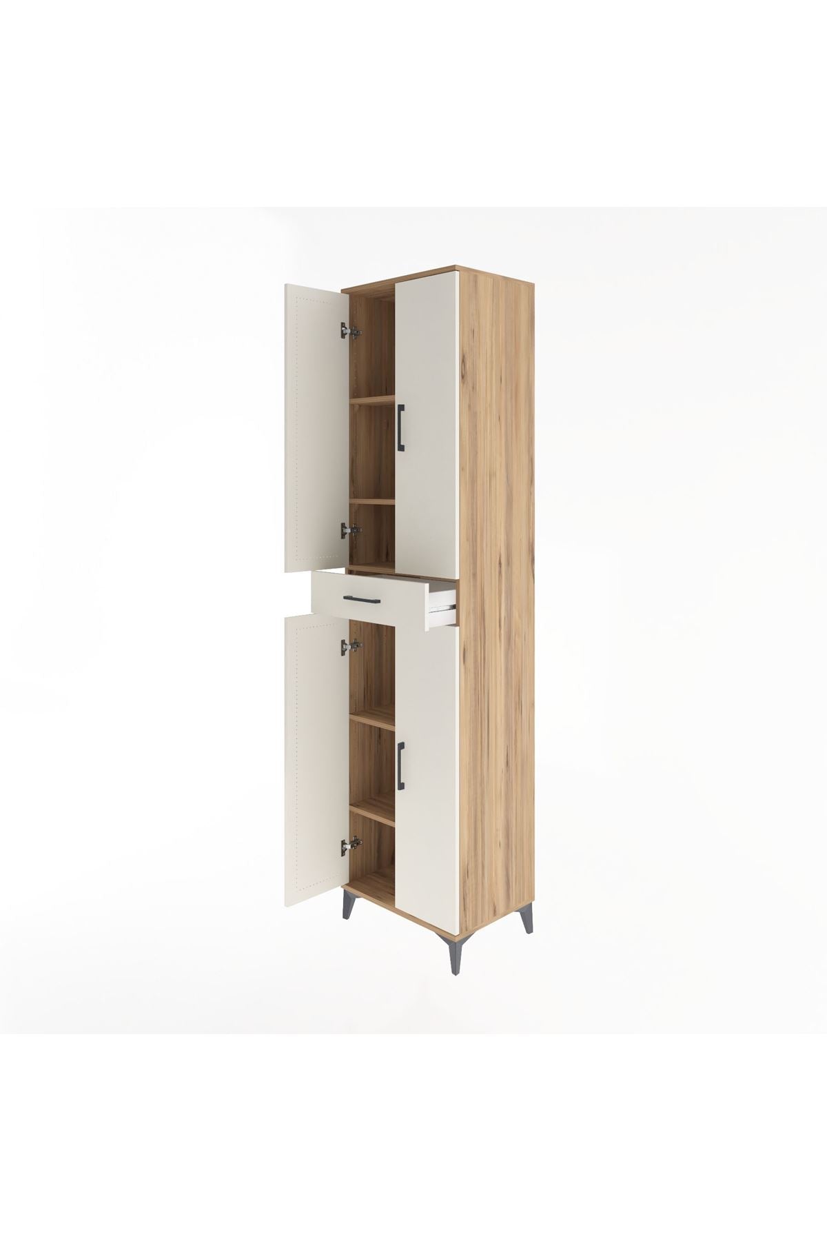 Hyperion Dolap 5 Raflı Tek Çekmeceli 4 Kapaklı 60x44x243 Çam-Aytaşı