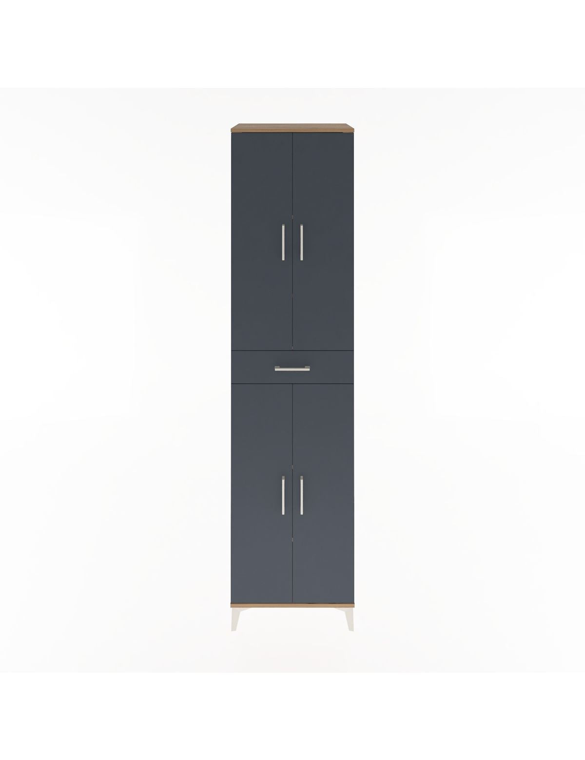 Hyperion Dolap 5 Raflı Tek Çekmeceli 4 Kapaklı 60x44x243 Çam-Antrasit