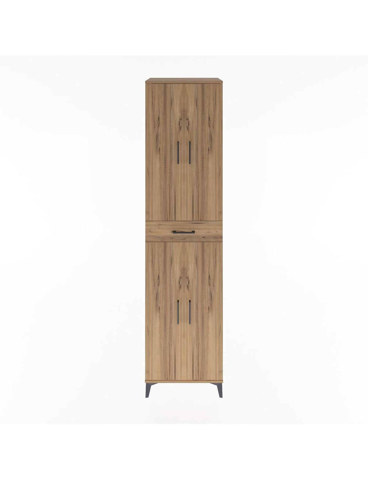 Hyperion Dolap 5 Raflı Tek Çekmeceli 4 Kapaklı 60x44x243 Çam-Çam