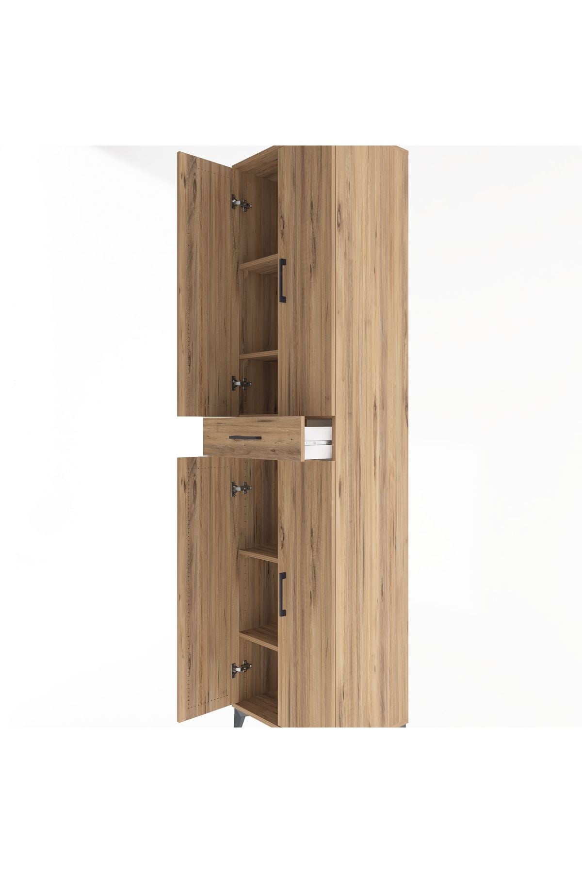 Hyperion Dolap 5 Raflı Tek Çekmeceli 4 Kapaklı 60x44x243 Çam-Çam