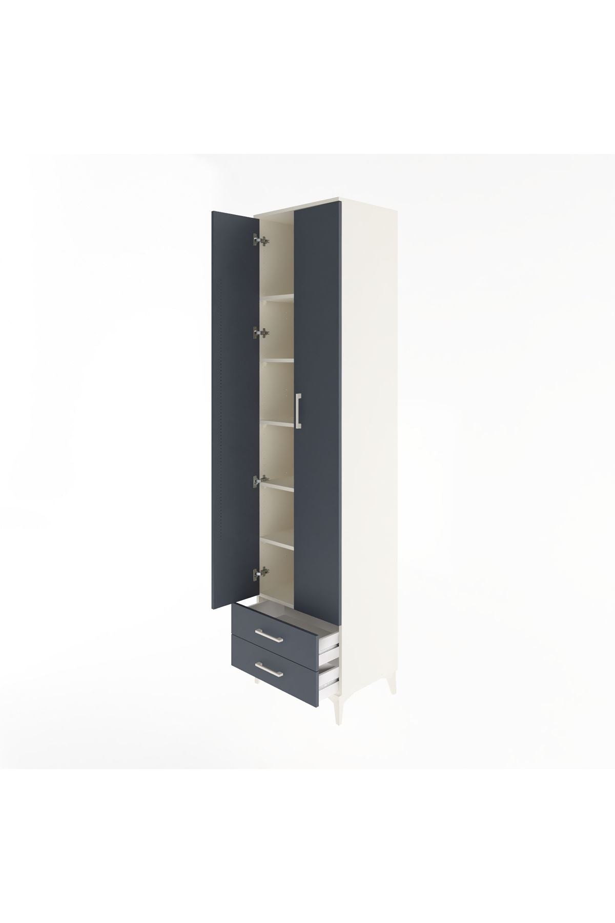 Hyperion Dolap 6 Raflı 2 Çekmeceli 2 Kapaklı 60x44x243 Aytaşı-Antrasit