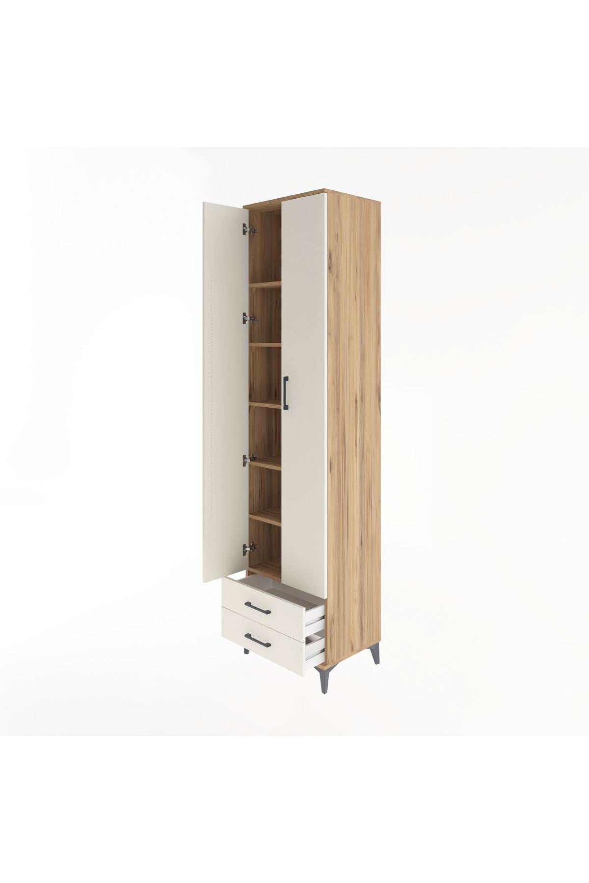 Hyperion Dolap 6 Raflı 2 Çekmeceli 2 Kapaklı 60x44x243 Çam-Aytaşı