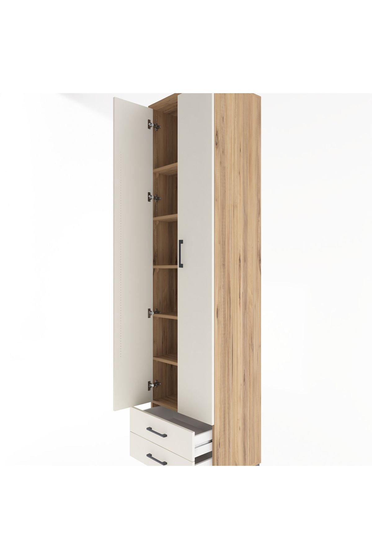 Hyperion Dolap 6 Raflı 2 Çekmeceli 2 Kapaklı 60x44x243 Çam-Aytaşı