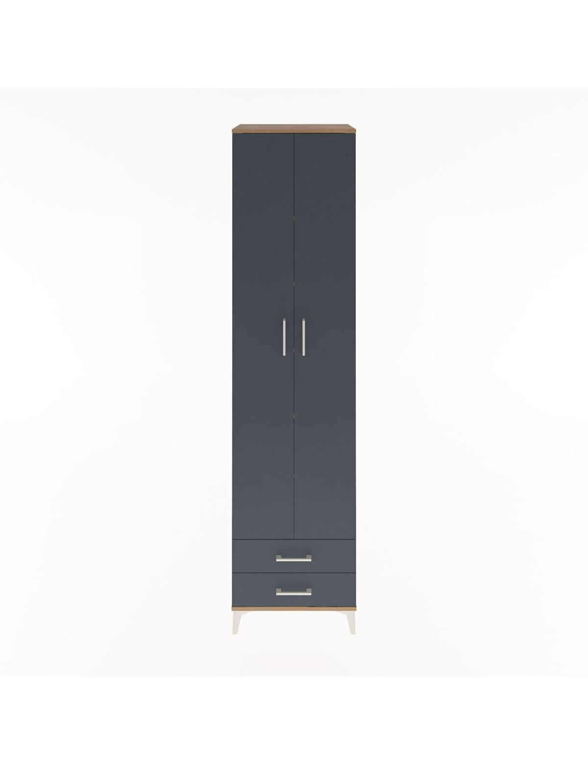 Hyperion Dolap 6 Raflı 2 Çekmeceli 2 Kapaklı 60x44x243 Çam-Antrasit