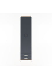 Hyperion Dolap 6 Raflı 2 Çekmeceli 2 Kapaklı 60x44x243 Çam-Antrasit